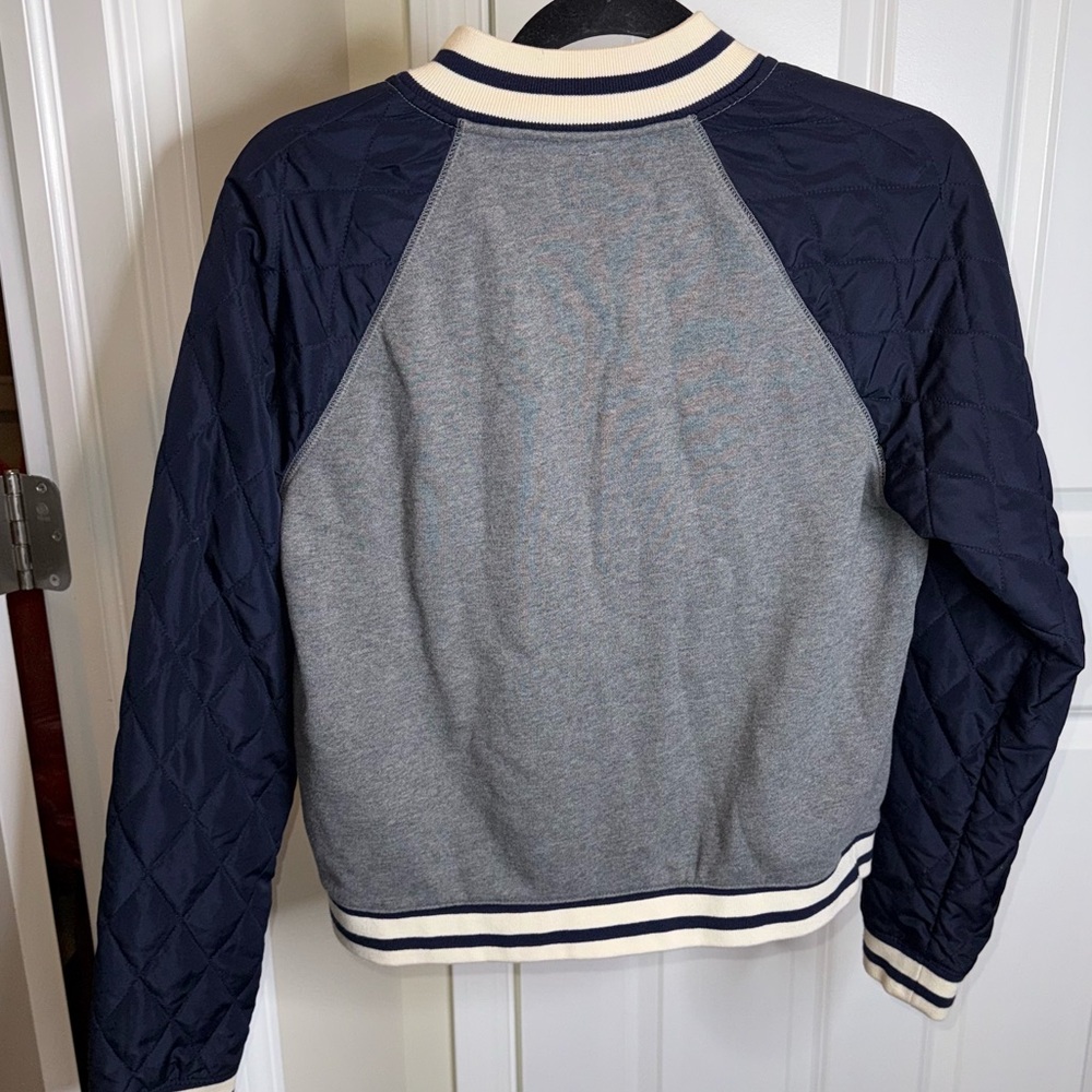 GAP Gray and Navy Varsity Jacket with G Patch - Picture 4 of 4